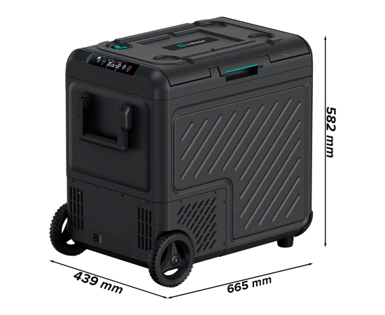 Компрессорный автохолодильник Libhof W-55DH, Независимые камеры: Двухкамерные, Модификации: На колесах, Объём холодильника: 54 литра, фотография № 6 в интернет-магазине «ВТачку»