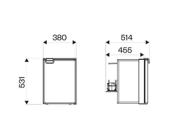 Встраиваемый автохолодильник Indel B Cruise CR42 OFF, Объём холодильника: 42 литра, фотография № 10 в интернет-магазине «ВТачку»