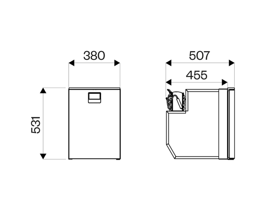 Встраиваемый автохолодильник Indel B Elite EL49 OFF, Объём холодильника: 49 литров, фотография № 11 в интернет-магазине «ВТачку»