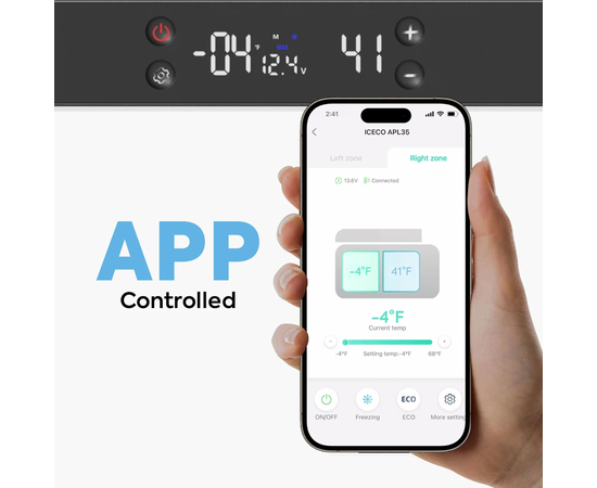 Компрессорный автохолодильник ICECO APL35 Silver, Независимые камеры: Двухкамерные, Цвет: Серебристый, фотография № 10 в интернет-магазине «ВТачку»